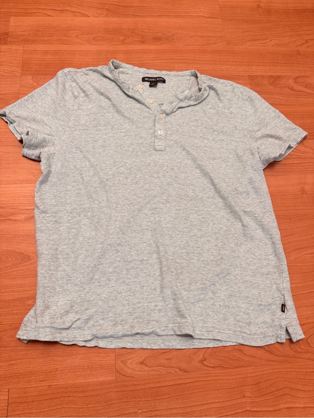 Michael Kors Men's Heather Gray Short Sleeve Henley Shirt - XL